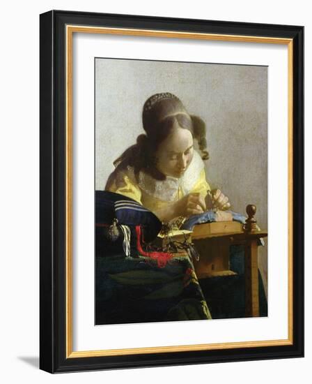 The Lacemaker, 1669-70-Johannes Vermeer-Framed Giclee Print