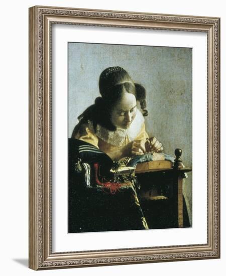 The Lacemaker-Johannes Vermeer-Framed Art Print