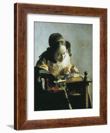 The Lacemaker-Johannes Vermeer-Framed Art Print