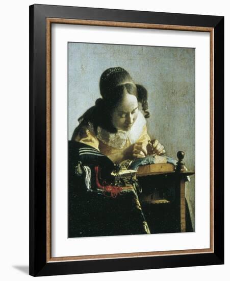 The Lacemaker-Johannes Vermeer-Framed Art Print