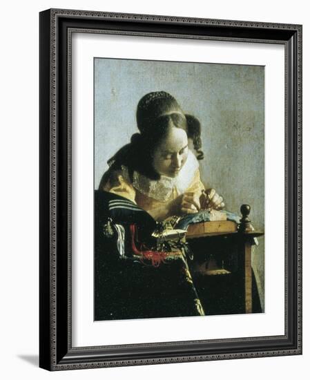 The Lacemaker-Johannes Vermeer-Framed Art Print