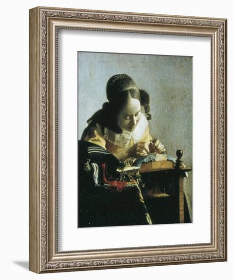 The Lacemaker-Johannes Vermeer-Framed Art Print