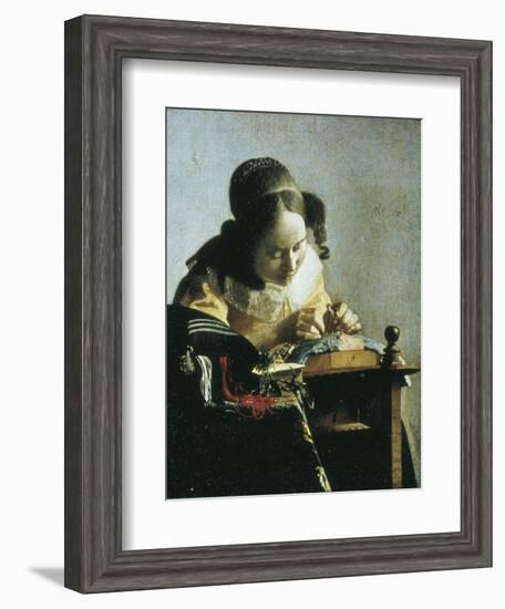 The Lacemaker-Johannes Vermeer-Framed Art Print