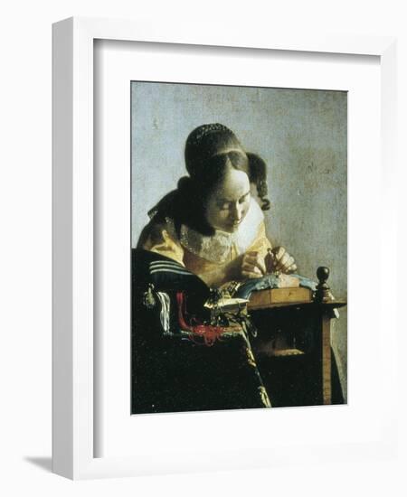 The Lacemaker-Johannes Vermeer-Framed Art Print