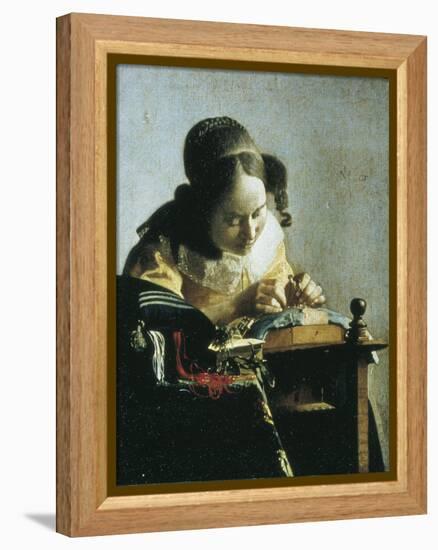 The Lacemaker-Johannes Vermeer-Framed Stretched Canvas