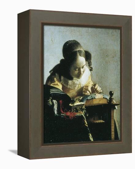 The Lacemaker-Johannes Vermeer-Framed Stretched Canvas
