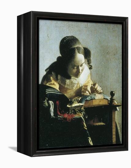 The Lacemaker-Johannes Vermeer-Framed Stretched Canvas