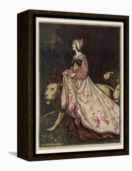 The Lady and the Lion-Arthur Rackham-Framed Premier Image Canvas