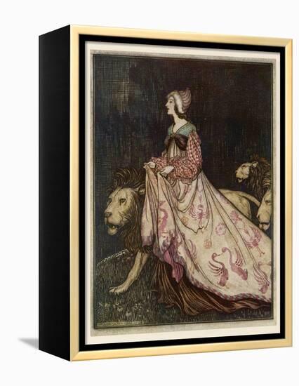 The Lady and the Lion-Arthur Rackham-Framed Premier Image Canvas