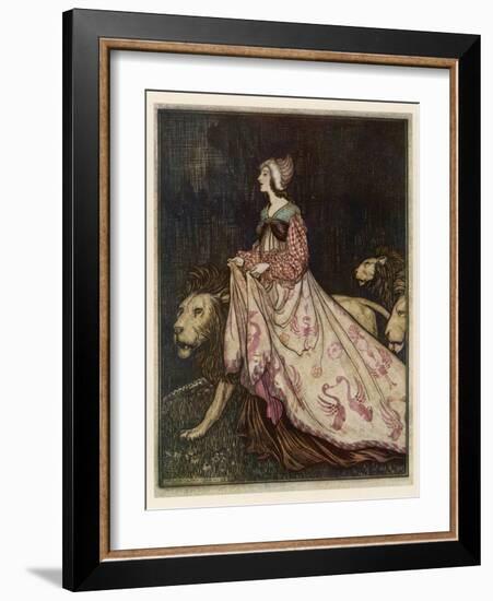 The Lady and the Lion-Arthur Rackham-Framed Photographic Print