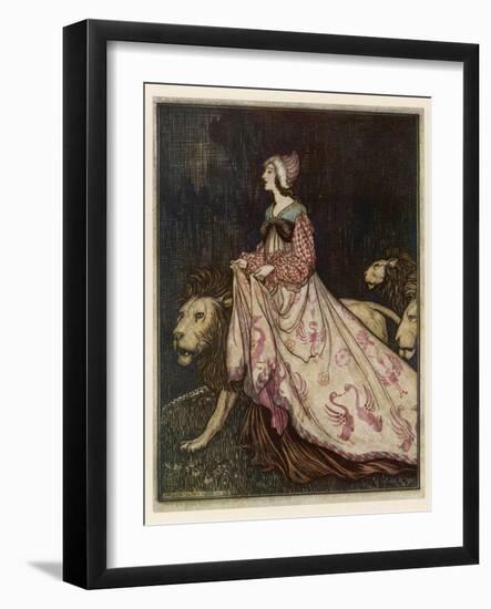 The Lady and the Lion-Arthur Rackham-Framed Photographic Print