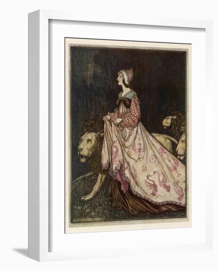 The Lady and the Lion-Arthur Rackham-Framed Photographic Print