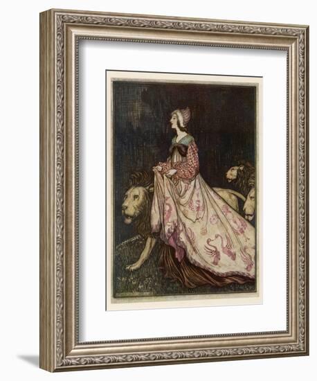 The Lady and the Lion-Arthur Rackham-Framed Photographic Print