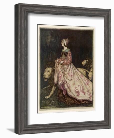 The Lady and the Lion-Arthur Rackham-Framed Photographic Print