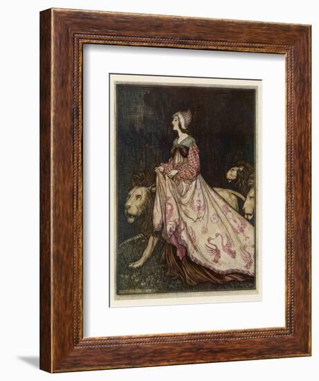 The Lady and the Lion-Arthur Rackham-Framed Photographic Print