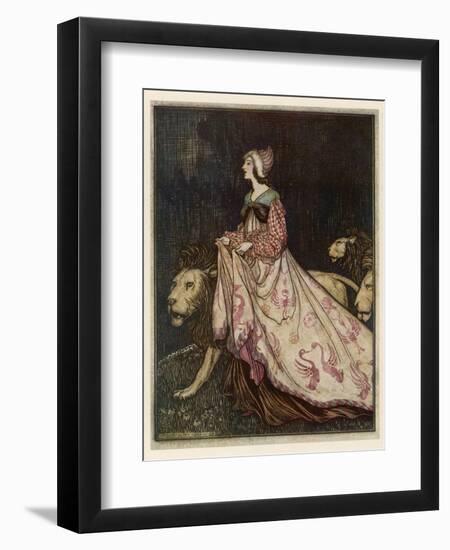 The Lady and the Lion-Arthur Rackham-Framed Photographic Print