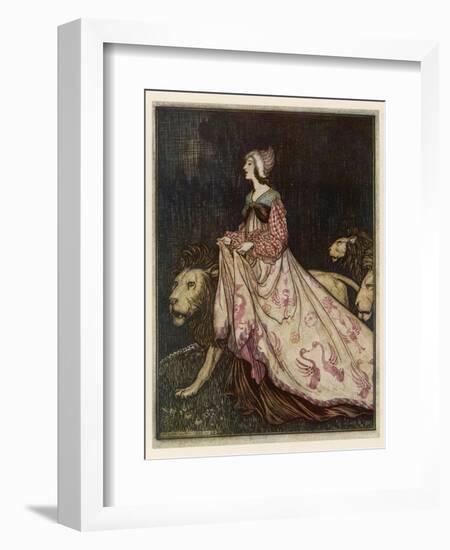 The Lady and the Lion-Arthur Rackham-Framed Photographic Print