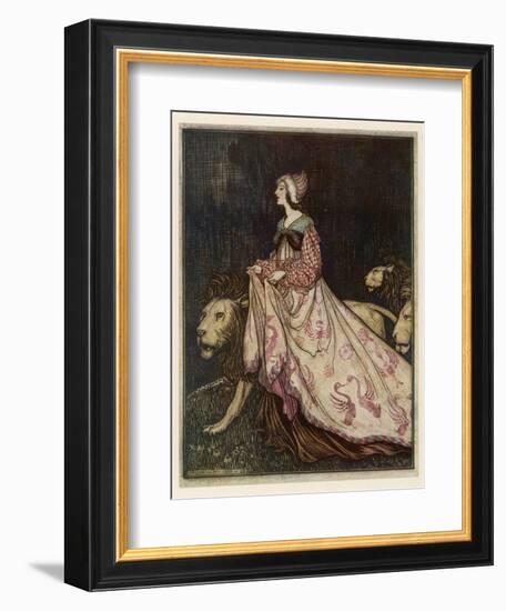 The Lady and the Lion-Arthur Rackham-Framed Photographic Print