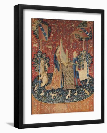 The Lady and the Unicorn: "Hearing"-null-Framed Giclee Print