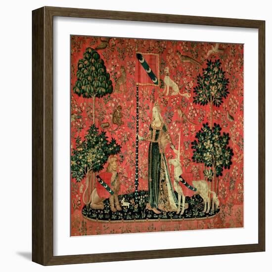 The Lady and the Unicorn: "Touch," circa 1500-null-Framed Giclee Print