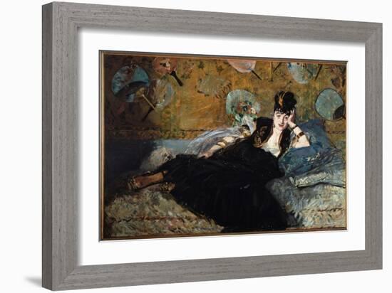 The Lady at the Eventails, Nina De Callias -1873. Oil on Canvas-Edouard Manet-Framed Giclee Print