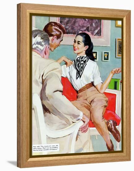 The Lady Broke The Rules  - Saturday Evening Post "Leading Ladies", September 13, 1952 pg.23-Joe de Mers-Framed Premier Image Canvas