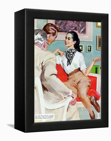 The Lady Broke The Rules  - Saturday Evening Post "Leading Ladies", September 13, 1952 pg.23-Joe de Mers-Framed Premier Image Canvas