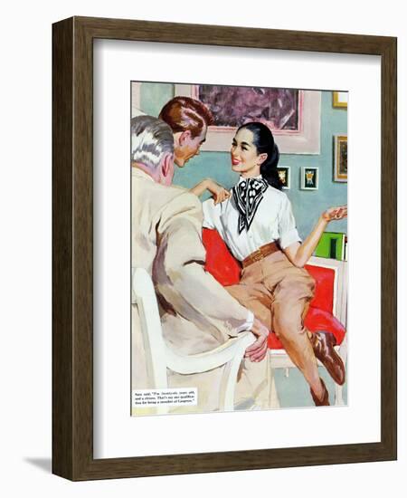 The Lady Broke The Rules  - Saturday Evening Post "Leading Ladies", September 13, 1952 pg.23-Joe de Mers-Framed Giclee Print