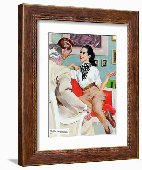 The Lady Broke The Rules  - Saturday Evening Post "Leading Ladies", September 13, 1952 pg.23-Joe de Mers-Framed Giclee Print