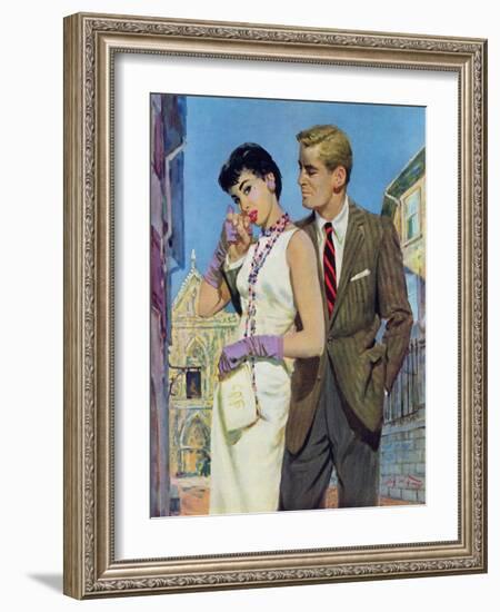 The Lady Had an Angle  - Saturday Evening Post "Leading Ladies", August 20, 1955 pg.21-Coby Whitmore-Framed Giclee Print