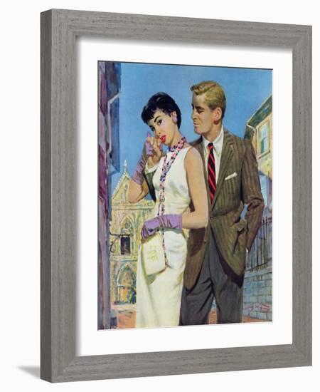 The Lady Had an Angle  - Saturday Evening Post "Leading Ladies", August 20, 1955 pg.21-Coby Whitmore-Framed Giclee Print