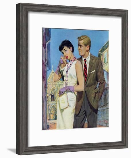 The Lady Had an Angle  - Saturday Evening Post "Leading Ladies", August 20, 1955 pg.21-Coby Whitmore-Framed Giclee Print