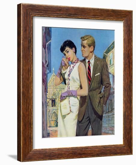 The Lady Had an Angle  - Saturday Evening Post "Leading Ladies", August 20, 1955 pg.21-Coby Whitmore-Framed Giclee Print