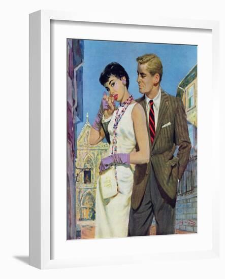 The Lady Had an Angle  - Saturday Evening Post "Leading Ladies", August 20, 1955 pg.21-Coby Whitmore-Framed Giclee Print