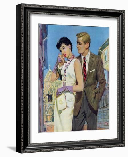 The Lady Had an Angle  - Saturday Evening Post "Leading Ladies", August 20, 1955 pg.21-Coby Whitmore-Framed Giclee Print