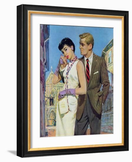 The Lady Had an Angle  - Saturday Evening Post "Leading Ladies", August 20, 1955 pg.21-Coby Whitmore-Framed Giclee Print