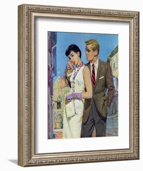 The Lady Had an Angle  - Saturday Evening Post "Leading Ladies", August 20, 1955 pg.21-Coby Whitmore-Framed Giclee Print