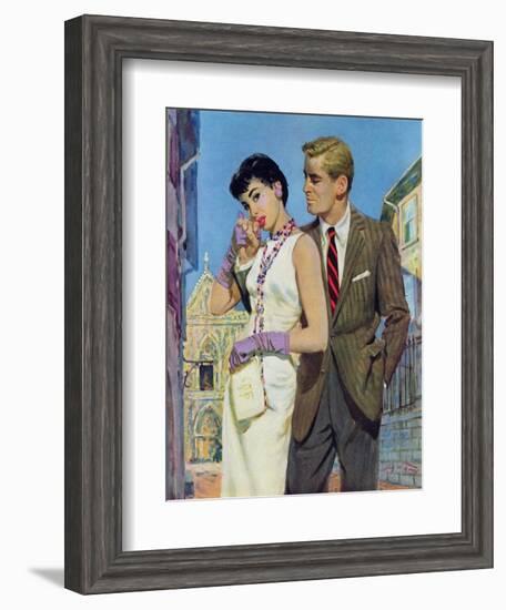 The Lady Had an Angle  - Saturday Evening Post "Leading Ladies", August 20, 1955 pg.21-Coby Whitmore-Framed Giclee Print