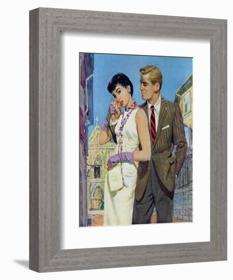 The Lady Had an Angle  - Saturday Evening Post "Leading Ladies", August 20, 1955 pg.21-Coby Whitmore-Framed Giclee Print