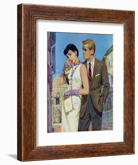 The Lady Had an Angle  - Saturday Evening Post "Leading Ladies", August 20, 1955 pg.21-Coby Whitmore-Framed Giclee Print