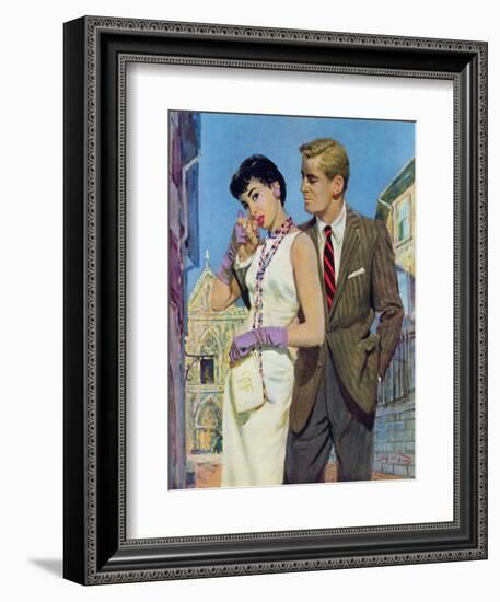 The Lady Had an Angle  - Saturday Evening Post "Leading Ladies", August 20, 1955 pg.21-Coby Whitmore-Framed Giclee Print