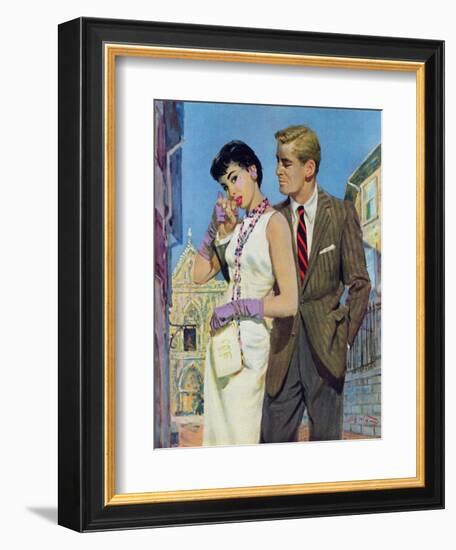 The Lady Had an Angle  - Saturday Evening Post "Leading Ladies", August 20, 1955 pg.21-Coby Whitmore-Framed Giclee Print