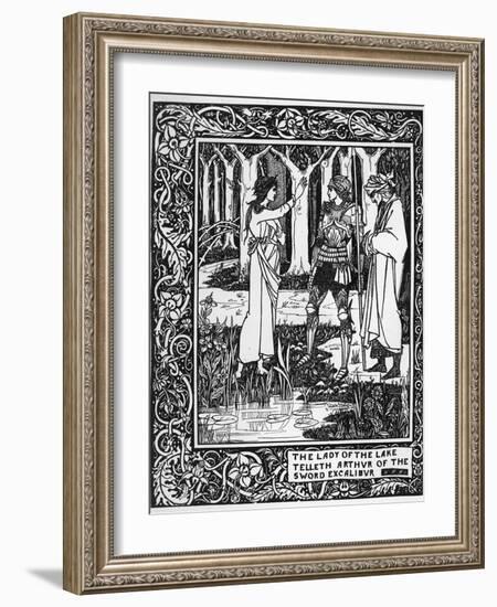 The Lady of the Lake Telleth Arthur of the Sword Excalibur, Illustration from 'Le Morte D'Arthur'-Aubrey Beardsley-Framed Giclee Print