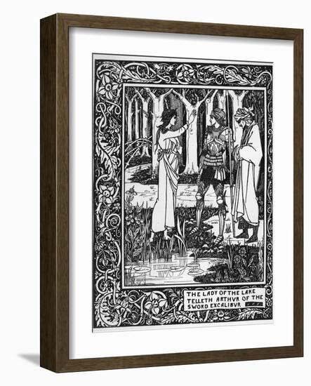 The Lady of the Lake Telleth Arthur of the Sword Excalibur, Illustration from 'Le Morte D'Arthur'-Aubrey Beardsley-Framed Giclee Print