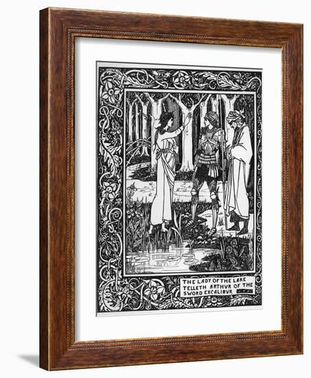 The Lady of the Lake Telleth Arthur of the Sword Excalibur, Illustration from 'Le Morte D'Arthur'-Aubrey Beardsley-Framed Giclee Print