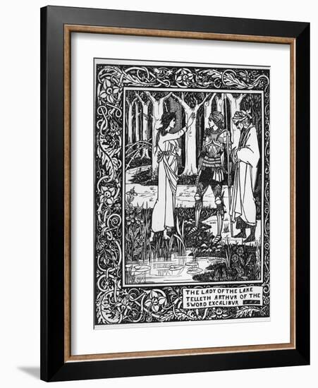 The Lady of the Lake Telleth Arthur of the Sword Excalibur, Illustration from 'Le Morte D'Arthur'-Aubrey Beardsley-Framed Giclee Print