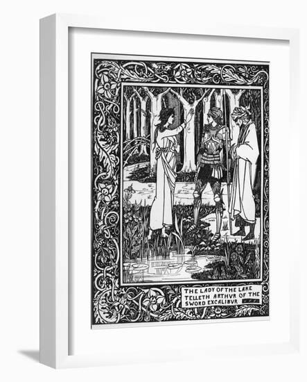 The Lady of the Lake Telleth Arthur of the Sword Excalibur, Illustration from 'Le Morte D'Arthur'-Aubrey Beardsley-Framed Giclee Print