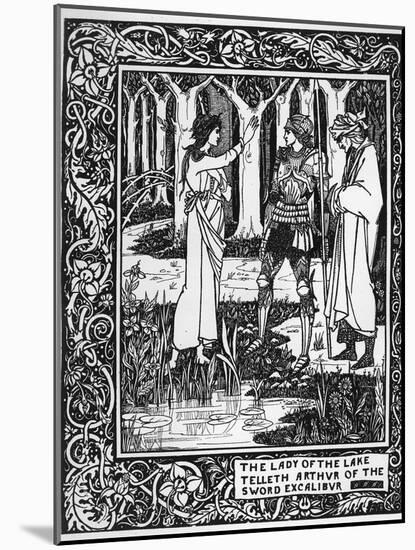 The Lady of the Lake Telleth Arthur of the Sword Excalibur, Illustration from 'Le Morte D'Arthur'-Aubrey Beardsley-Mounted Giclee Print