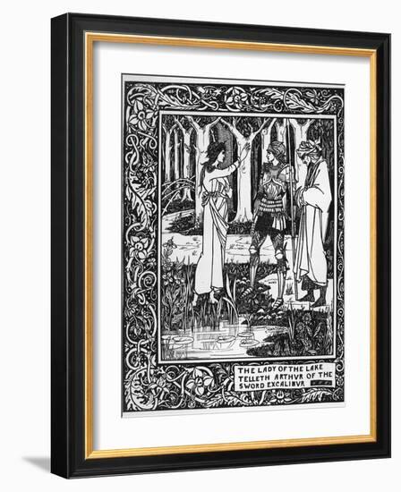 The Lady of the Lake Telleth Arthur of the Sword Excalibur, Illustration from 'Le Morte D'Arthur'-Aubrey Beardsley-Framed Giclee Print