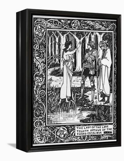 The Lady of the Lake Telleth Arthur of the Sword Excalibur, Illustration from 'Le Morte D'Arthur'-Aubrey Beardsley-Framed Premier Image Canvas